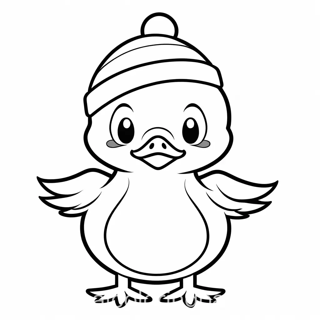 Smiling-Duck-Christmas-Hat-Coloring-Page-for-Toddlers