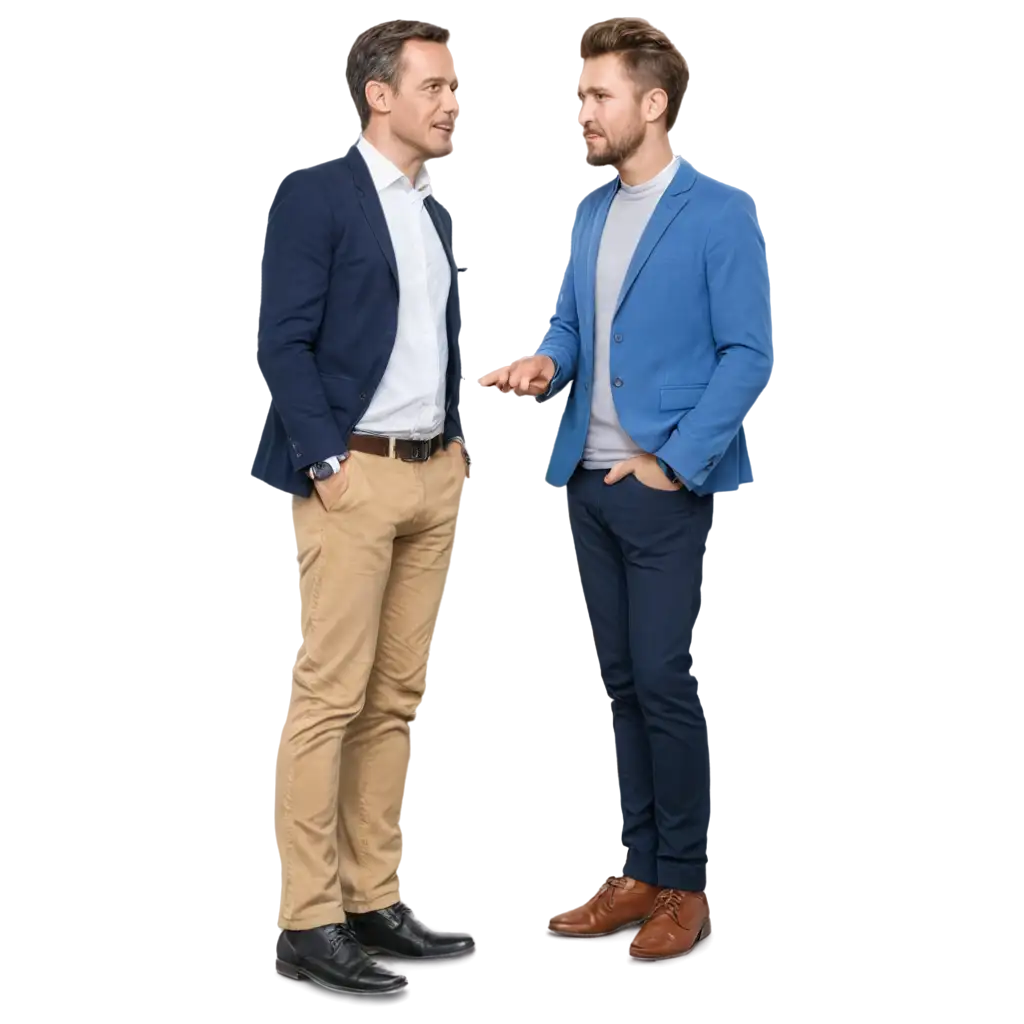 picture of two man talking sky background