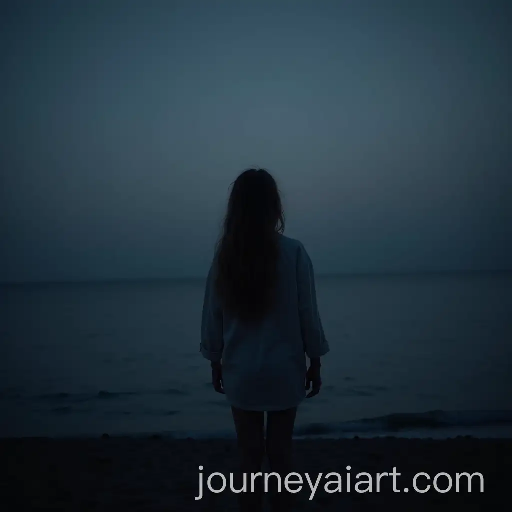 Solitary-Girl-Standing-in-a-Serene-Dark-Environment-with-Sea-View