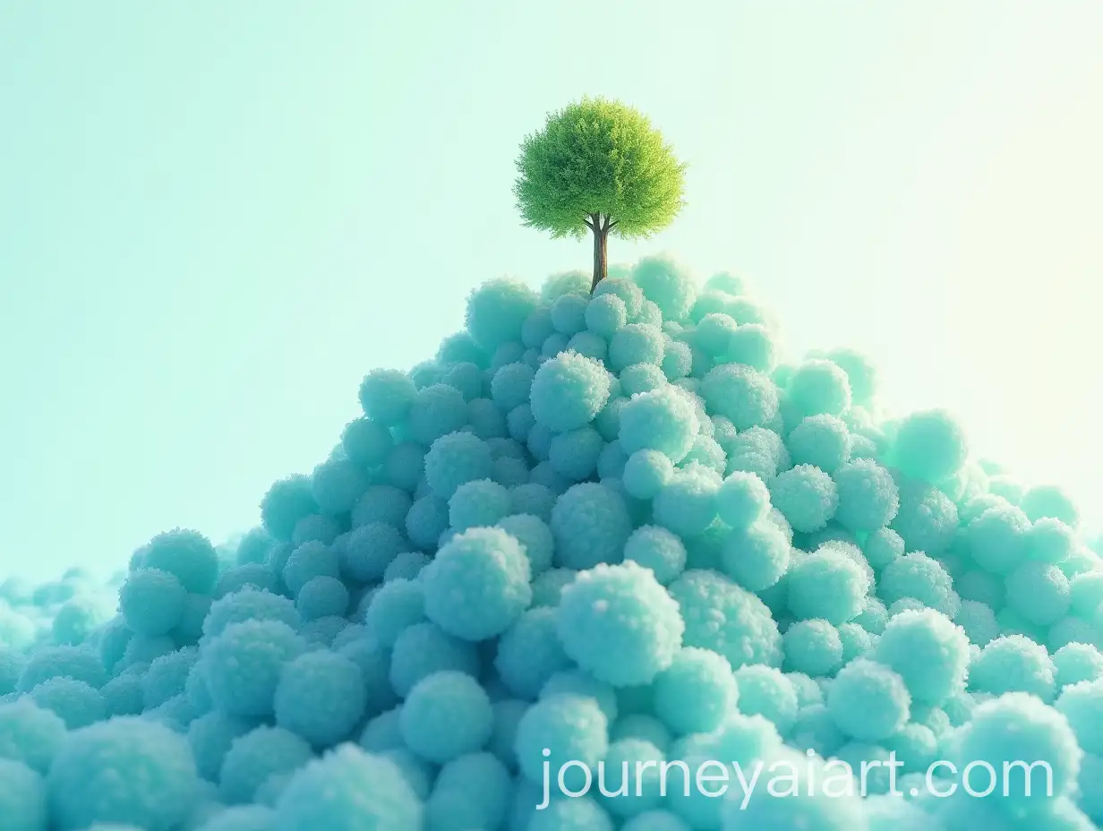 Abstract-Mountain-Landscape-with-Colorful-Soap-Bubble-Leaves