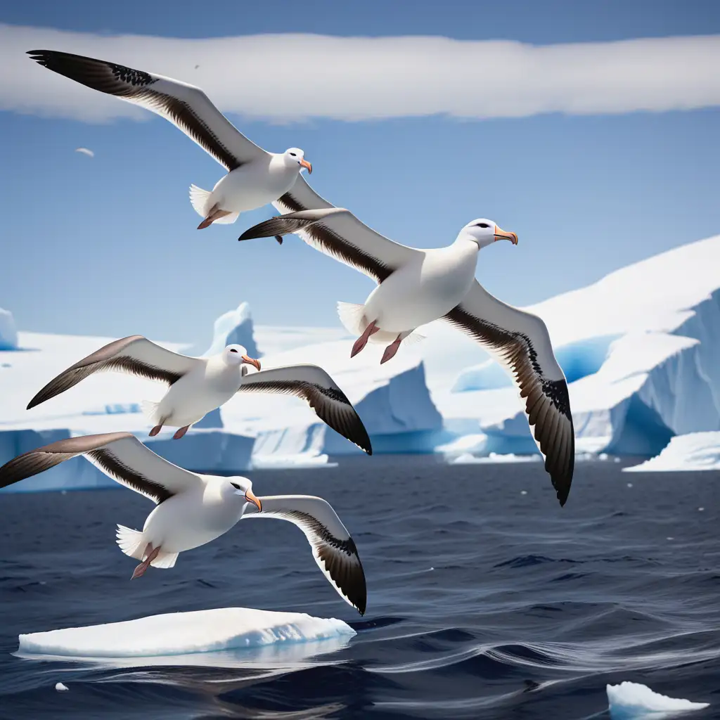 Elegant Albatrosses Soaring Over Ocean Waters