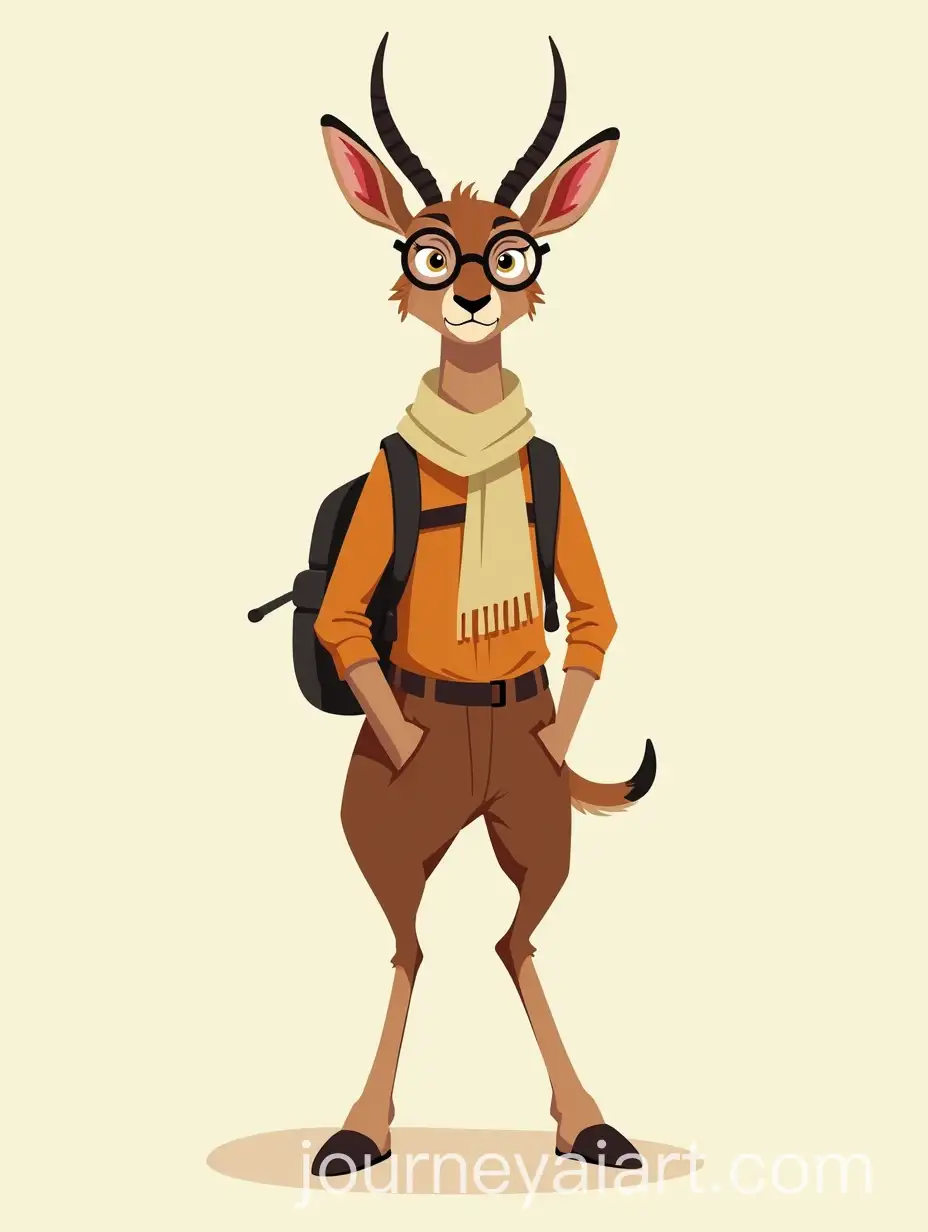 Cartoon-Gazelle-Character-in-HumanLike-Pose-with-Accessories