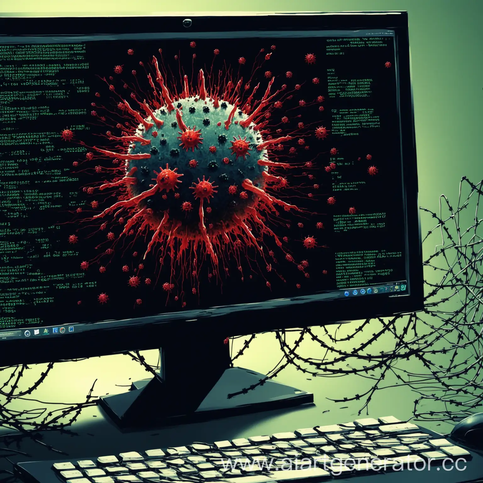 Computer-Virus-Attacks-Device-with-Glowing-Malicious-Code