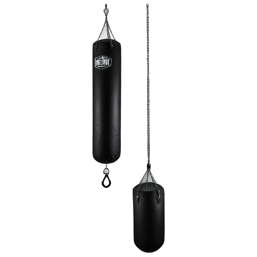 HighQuality-PNG-Image-of-a-Black-Hanging-Punching-Bag-150-cm-Long-Cylindrical-with-Chain-Suspension