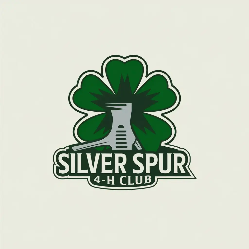 LOGO Design for Silver Spur 4H Club Western Spur English Spur 4 Leaf Clover with Clear Background