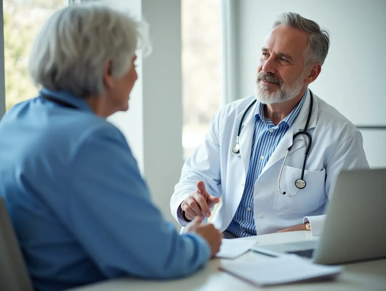 Cancer patient visiting doctor for medical consultation in clini