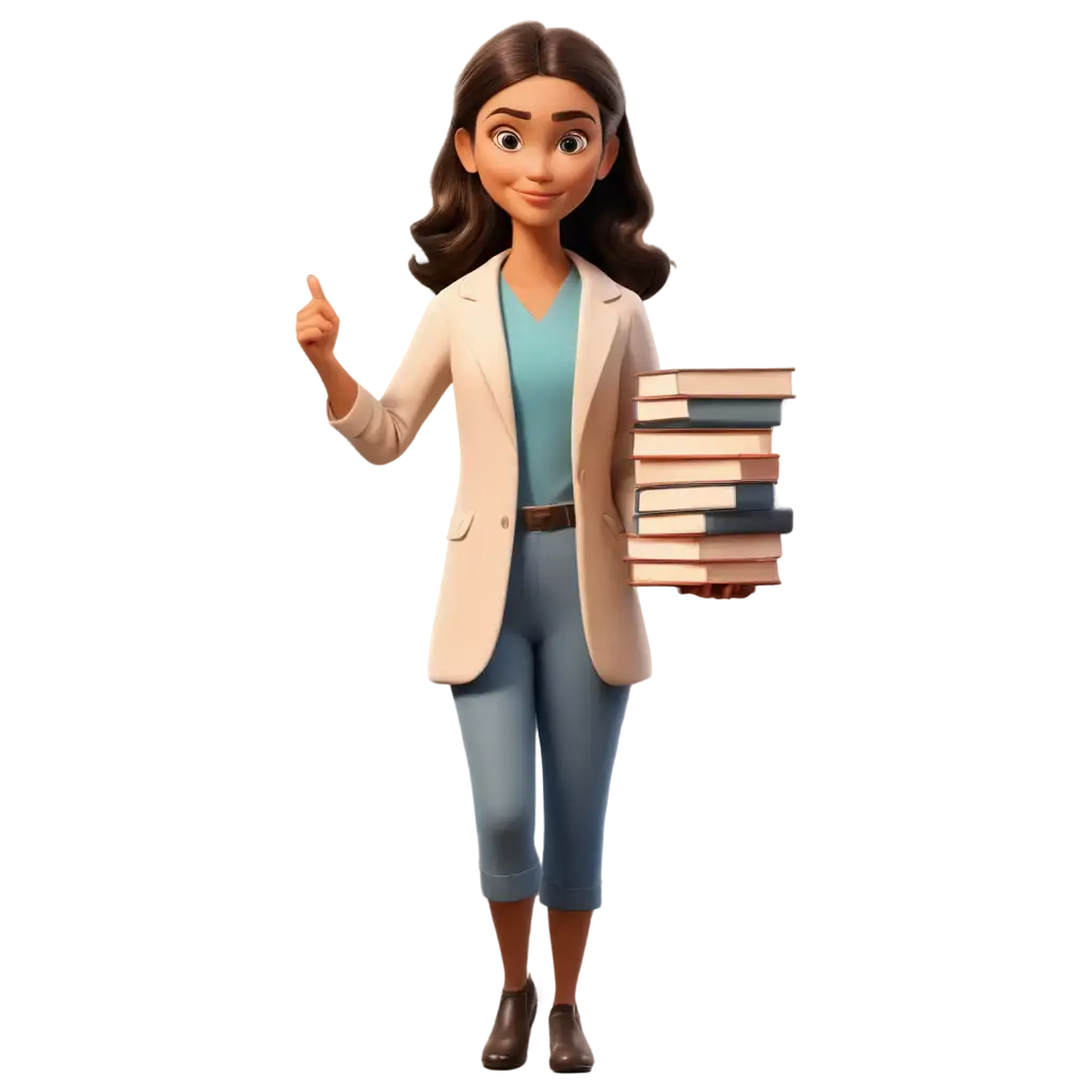 Cinematic-Woman-Holding-a-Book-Logo-Cartoonish-PNG-Image-for-Creative-Uses