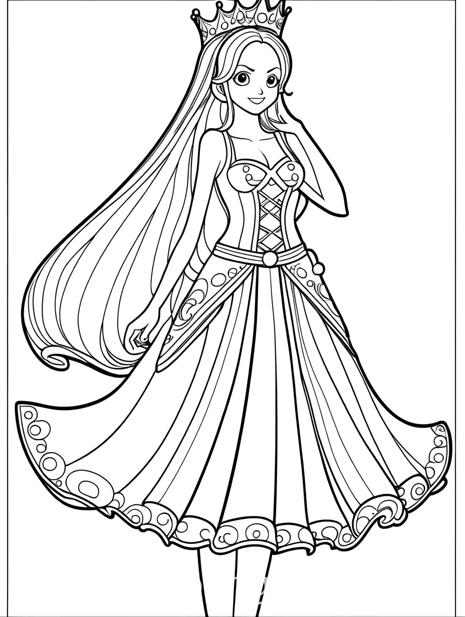 Franky-from-One-Piece-Dressed-as-a-Princess-Fun-Coloring-Page-for-Kids