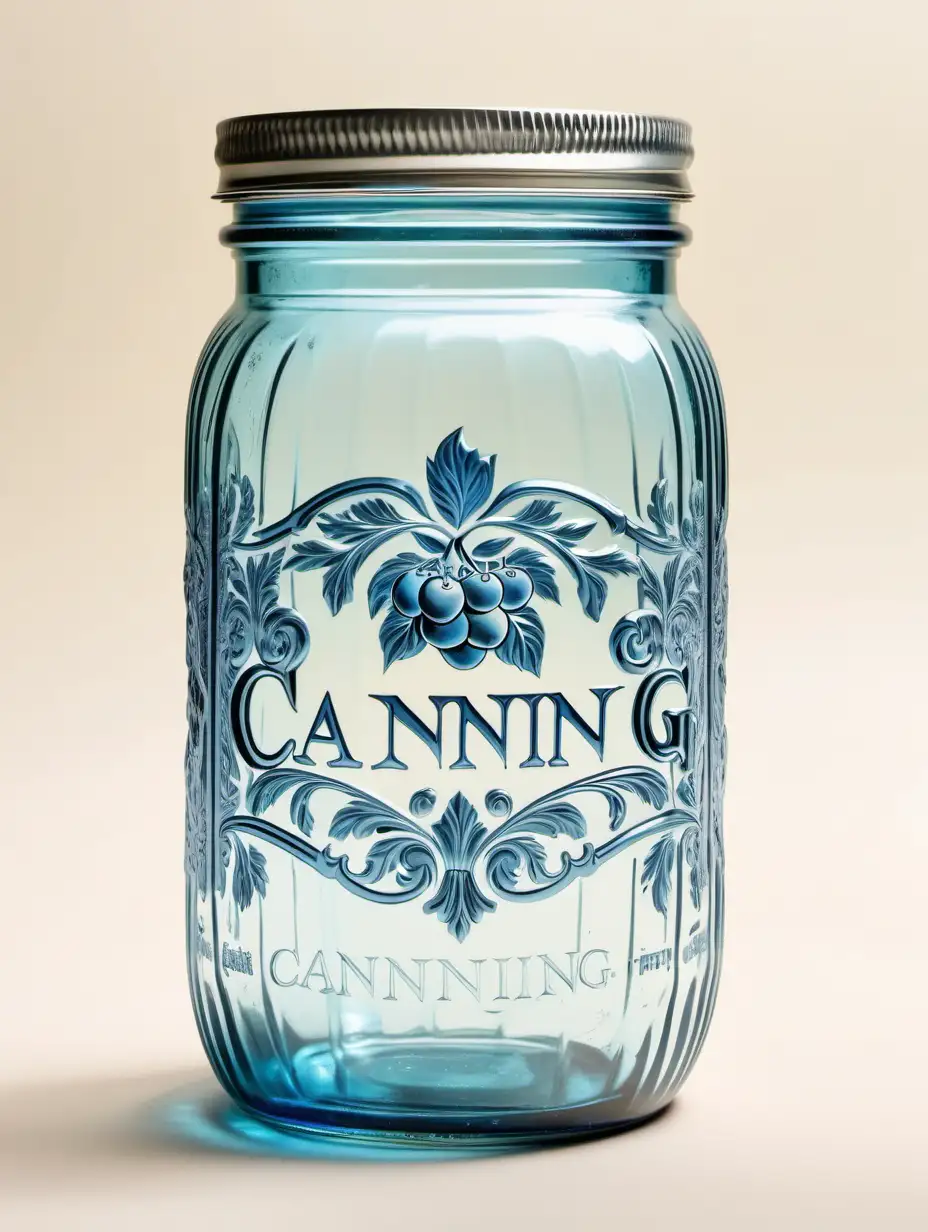 Antique Canning Jar with Fruit and Vegetable Designs