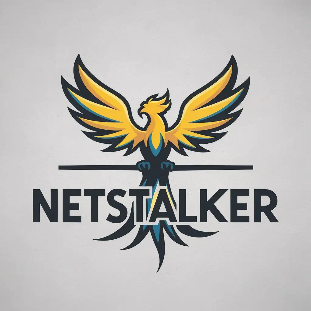 LOGO-Design-for-Netstalker-BlueYellow-Phoenix-Symbolizing-Power-and-Resilience