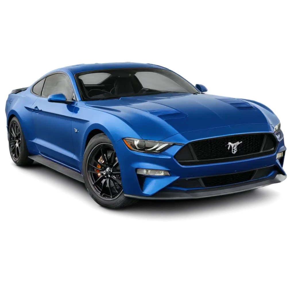 mustang car is blue. with an explanation of the specifications