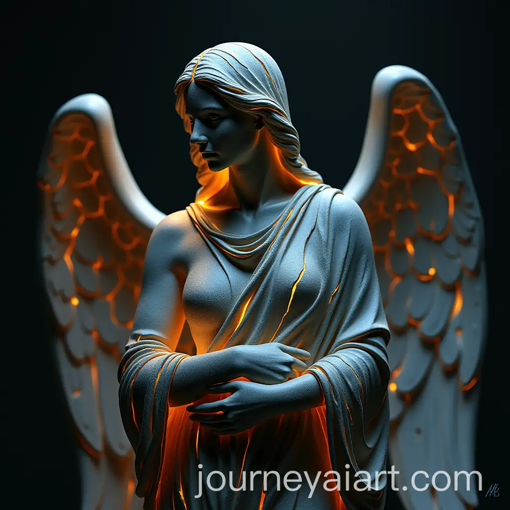 HyperRealistic-SeraphimAI-Image-Prompt-Expansion-Angel-Carved-from-Dark-Stone-with-Glowing-Golden-Light