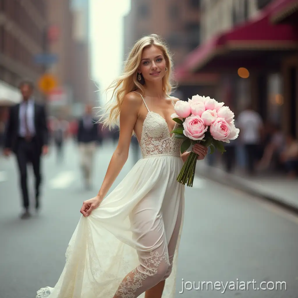 Blonde-Girl-in-RomanticBlonde-girl-with-bouquet-White-Dress-with-Pink-Peonies-on-New-York-Street