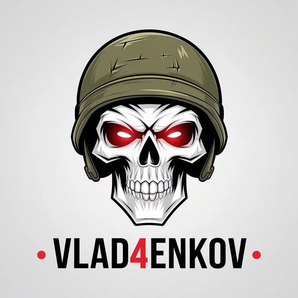 LOGO Design for Vlad4enkov Space Font with Scary Skull Symbol