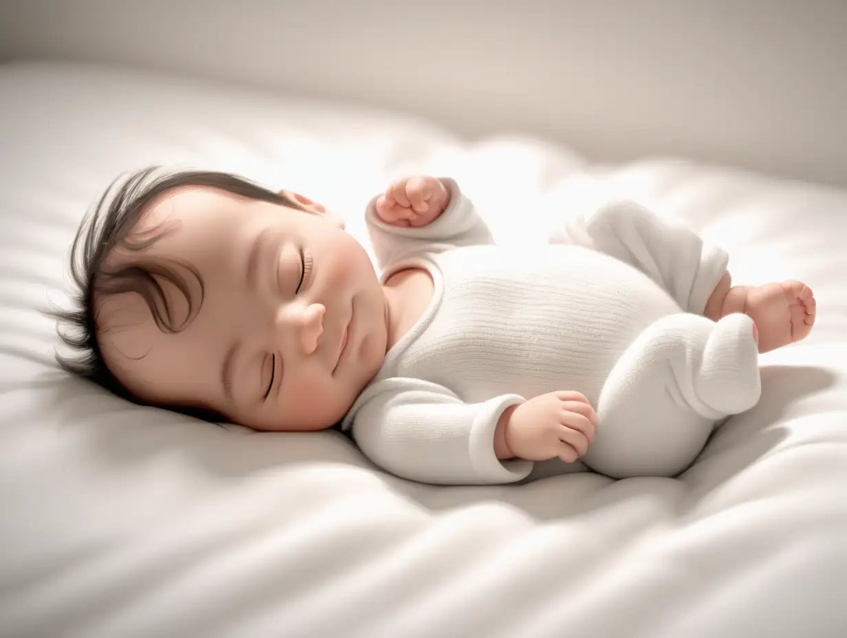 Peaceful-Newborn-Baby-Sleeping-on-White-Bed