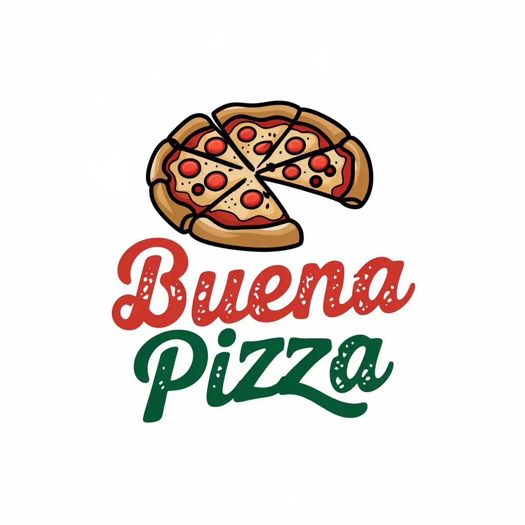 a vector logo design,with the text "buena pizza", main symbol:pizza,Moderate,clear background