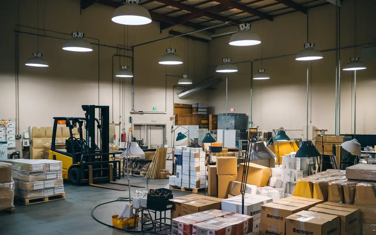 chandeliers, lamps, warehouse, delivery