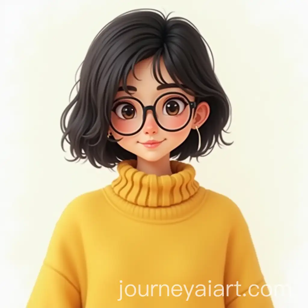 Young-Indian-Woman-with-Short-Dark-Hair-in-Cozy-Yellow-Sweater