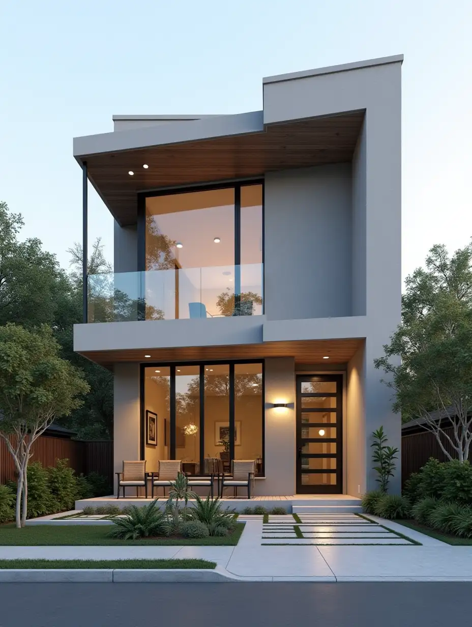 Exterior-View-of-a-Modern-Duplex-Building-in-America