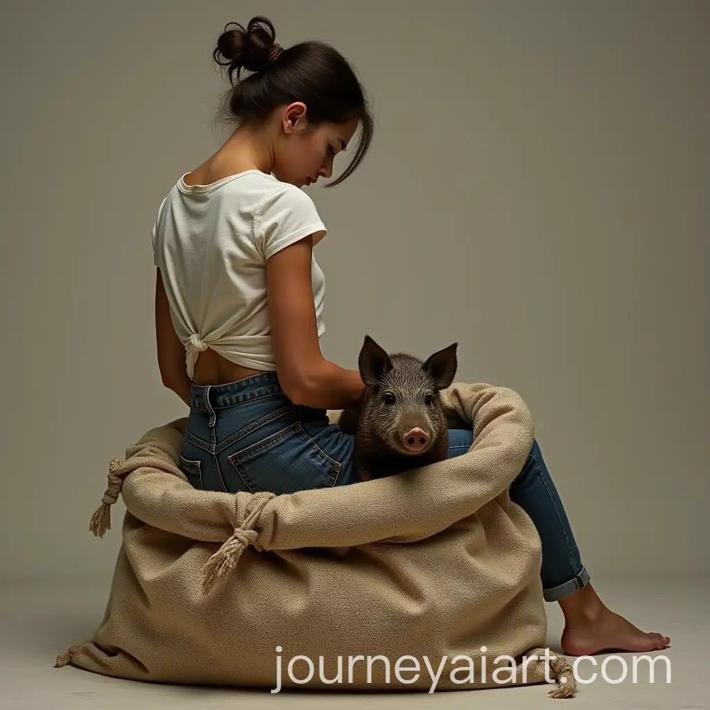 Woman-Sitting-on-Sack-with-Wild-Pig-Inside-from-the-Back
