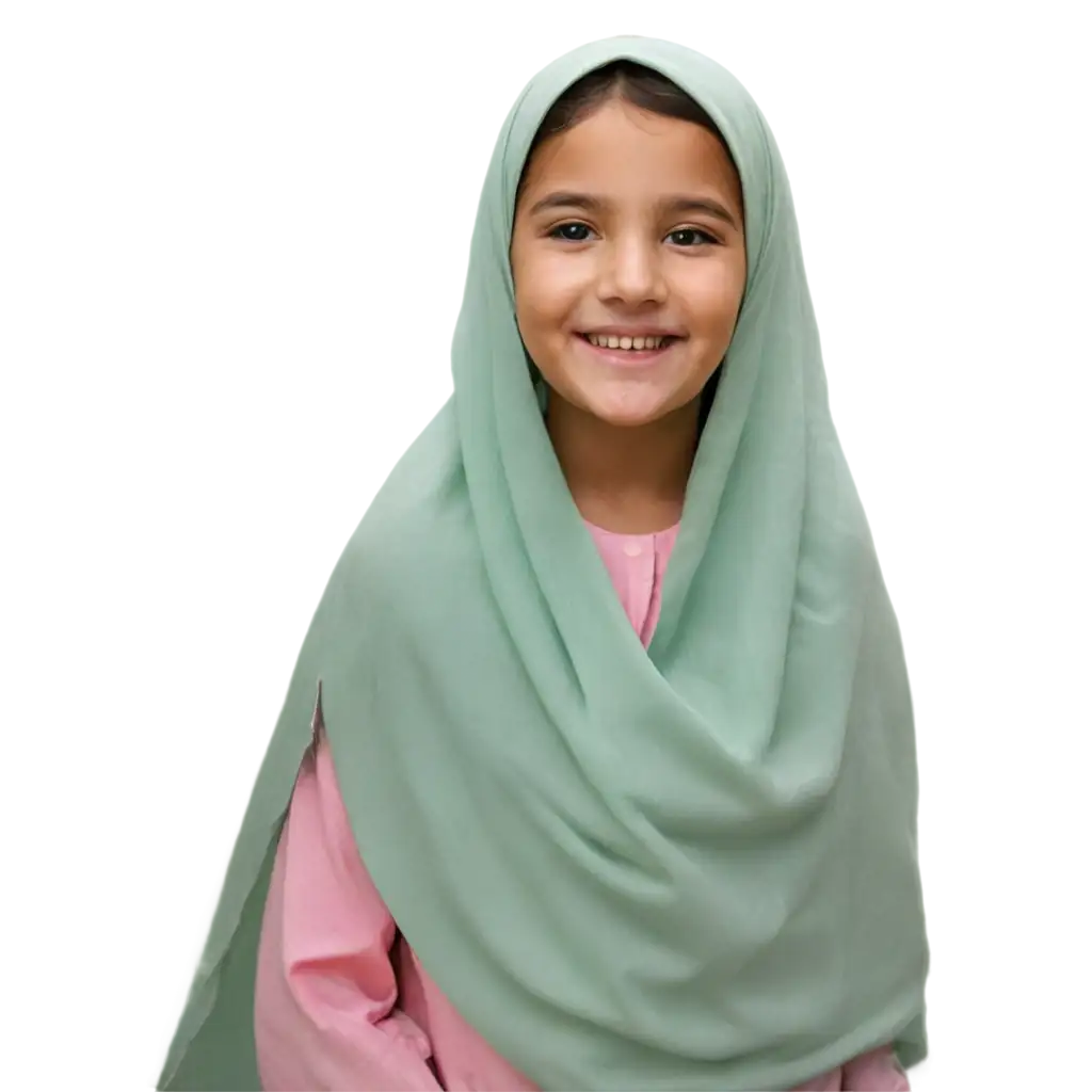 PNG-Image-Veiled-Iranian-Child-Girl-in-Pink-Chador-with-a-Radiant-Smile