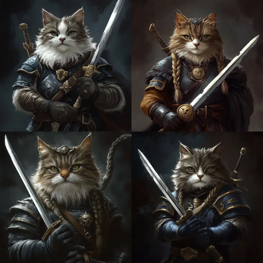 Humanoid-Cat-Paladin-with-Longspear-in-Fantasy-Armor-Bearded-with-Braids