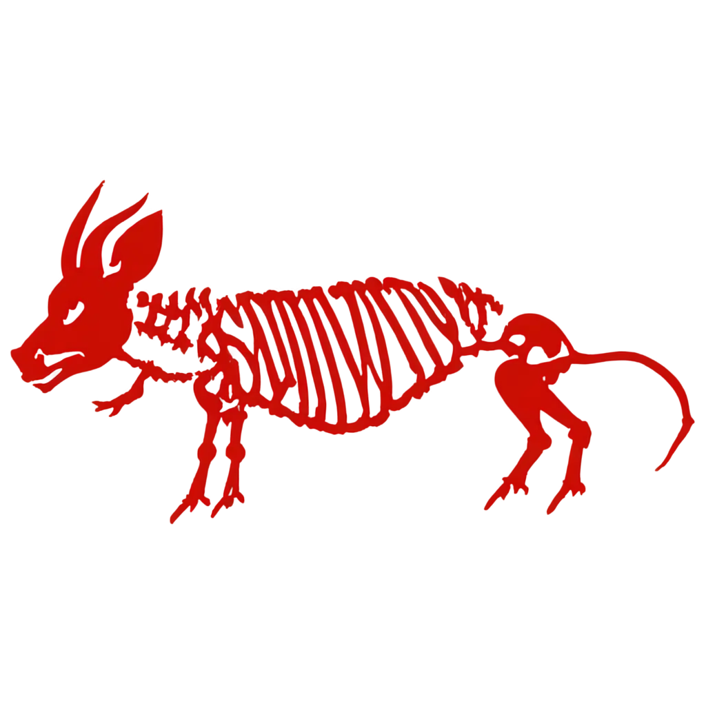 Realistic-PNG-Image-of-a-Red-Shadowed-Pig-Skeleton-Logo-in-Jurassic-Park