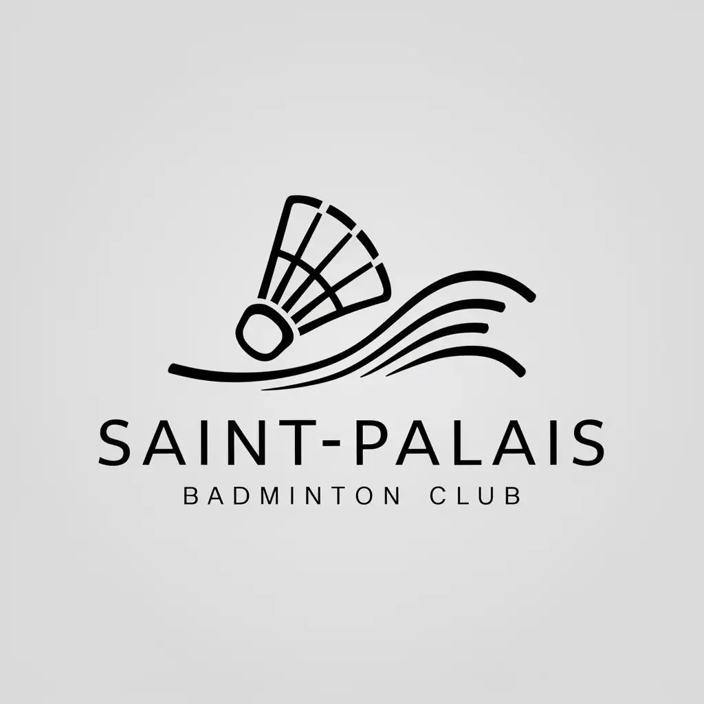 LOGO Design for SaintPalais Badminton Modern Minimalist with Shuttlecock and Wave Theme