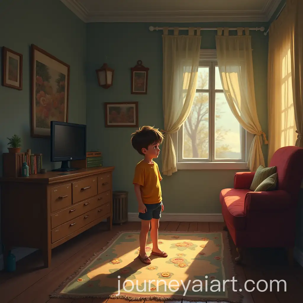 Young-Boy-Alone-at-Home-in-Cozy-Indoor-Setting