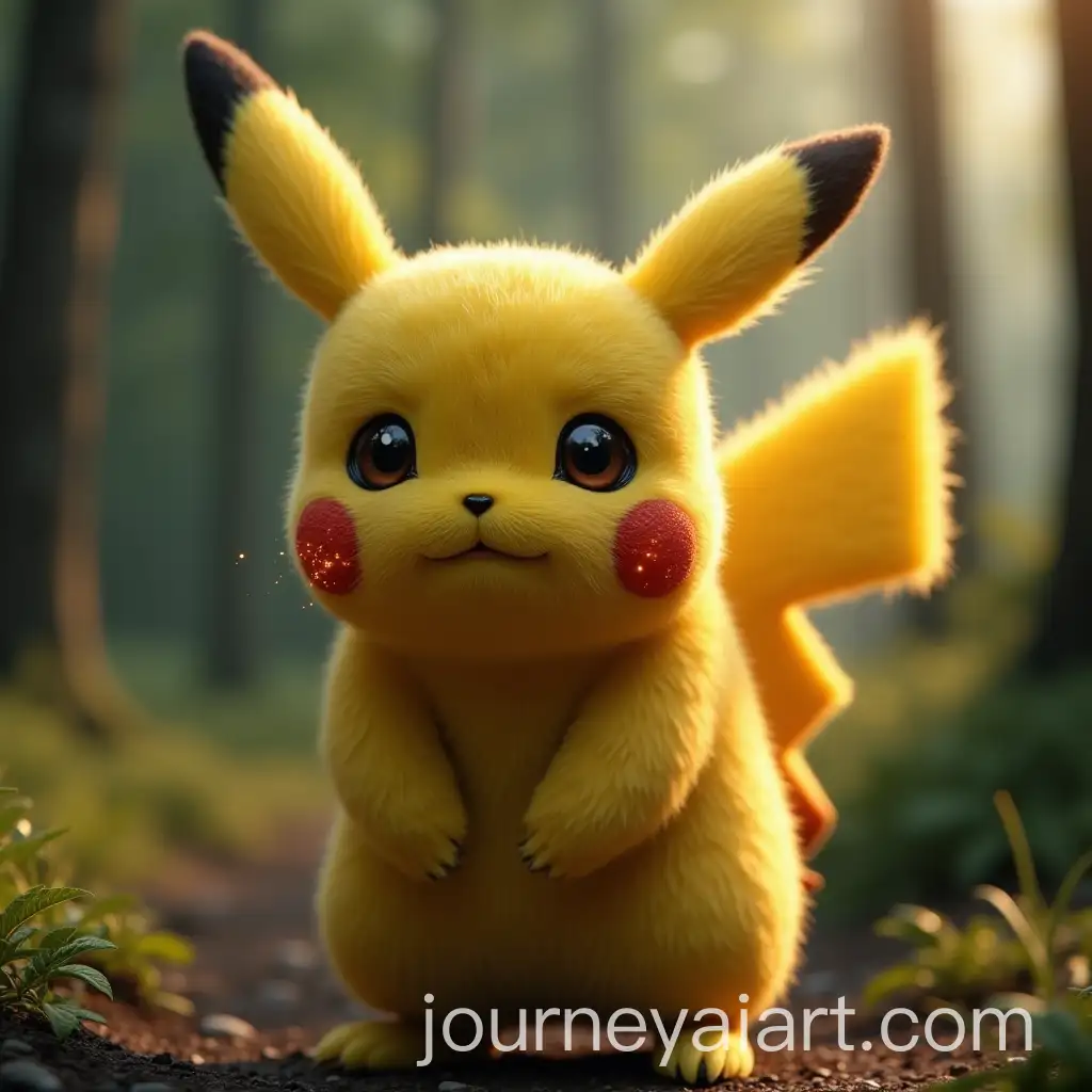 HyperRealistic-Pikachu-in-a-Natural-Forest-with-Soft-Morning-Dew-and-Electric-Sparks