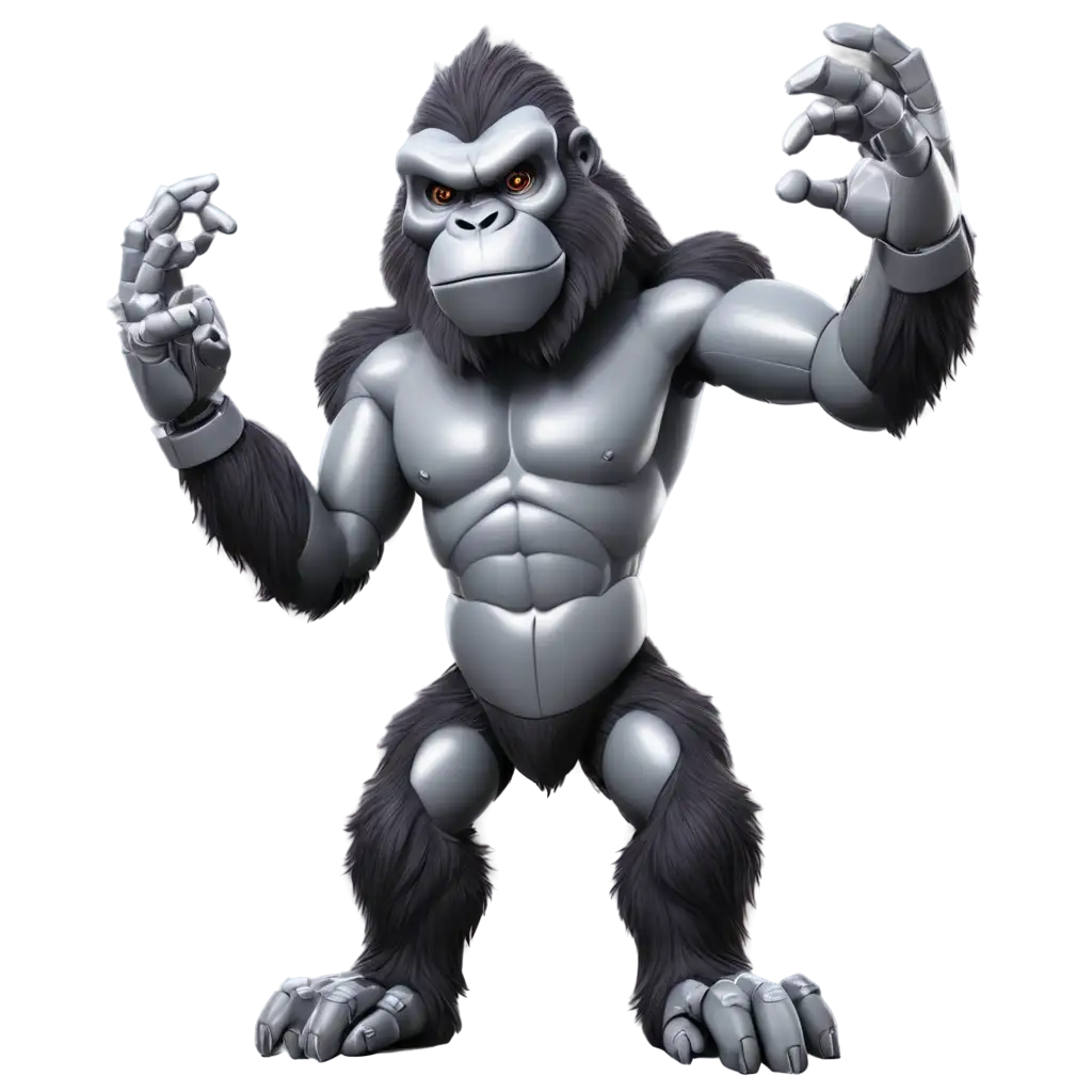 Cartoon-Robotic-Gorilla-with-Shuriken-PNG-Image-Ready-for-Action