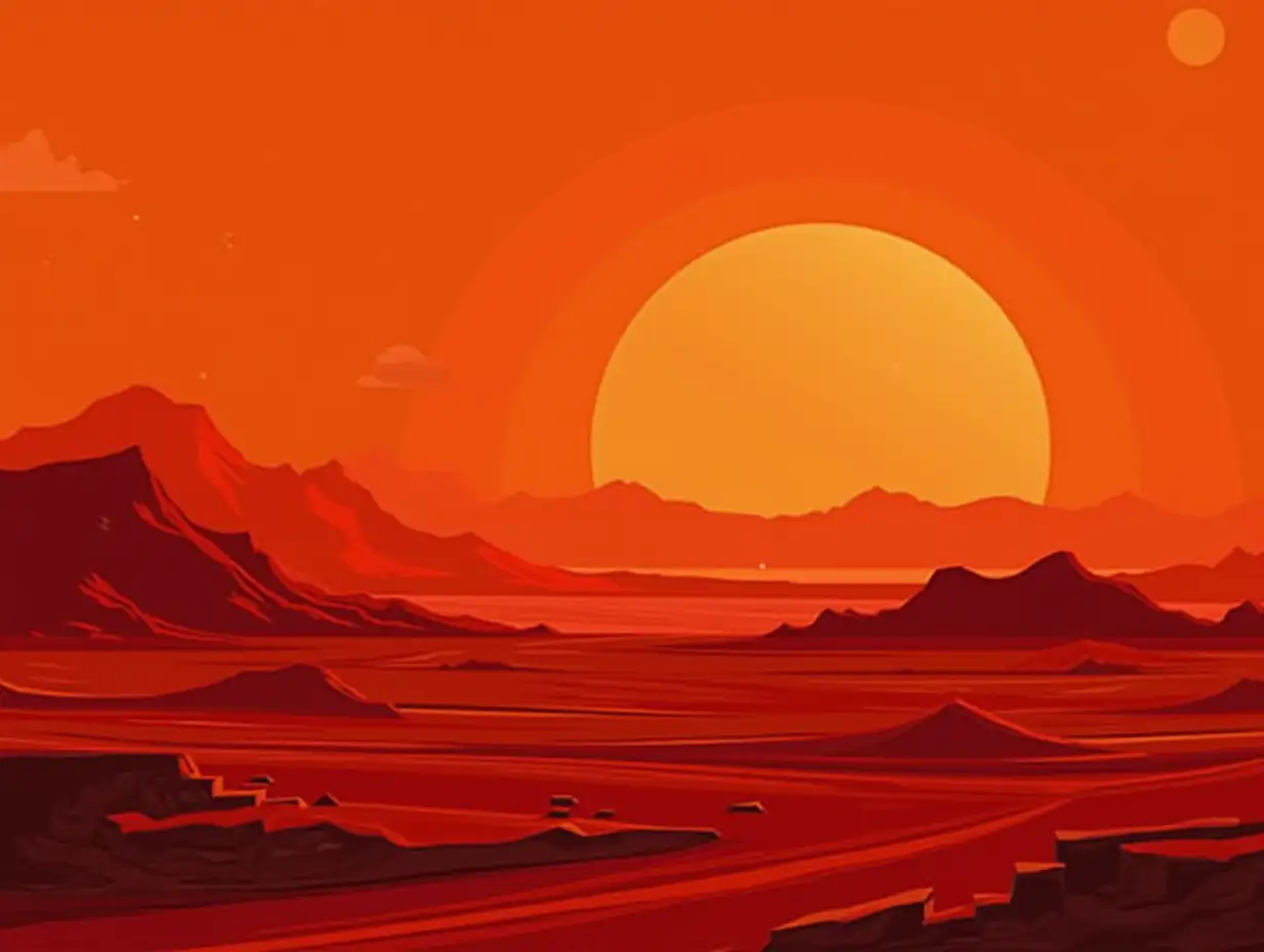 A Red and Orange landscape from Mars.