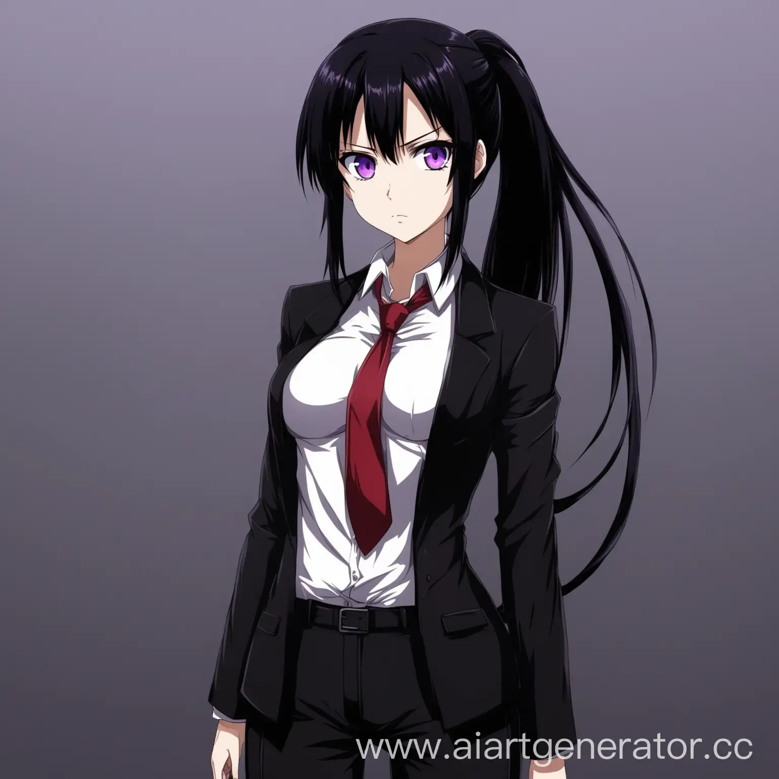 Anime-Girl-with-Black-Hair-Ponytail-and-Purple-Eyes-in-Stylish-Attire