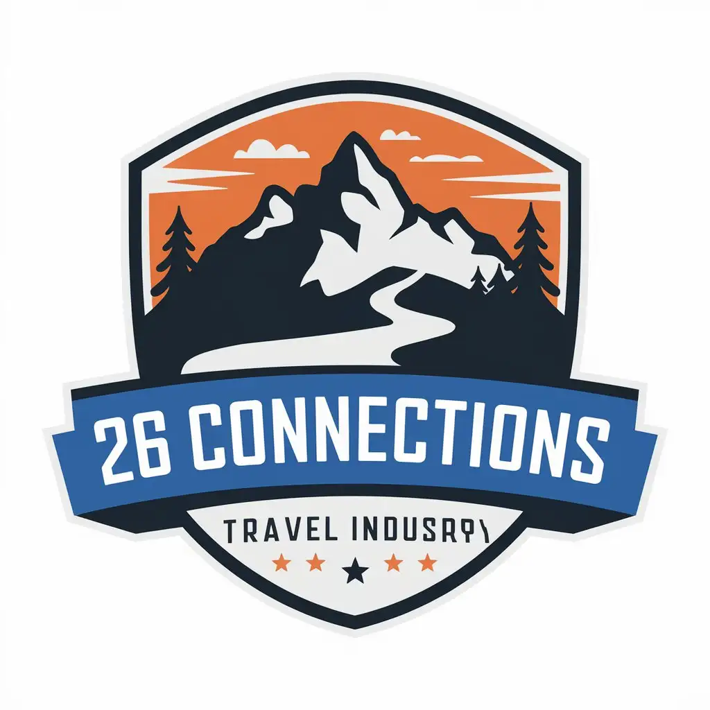 LOGO Design For 26 Connections Mountain and River Symbol for Travel Industry