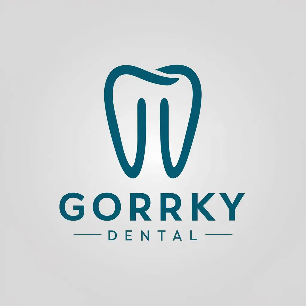 a vector logo design,with the text "Gorky dental", main symbol:Letter G and letter D combined in the form of a tooth,complex,be used in stomatology industry,clear background