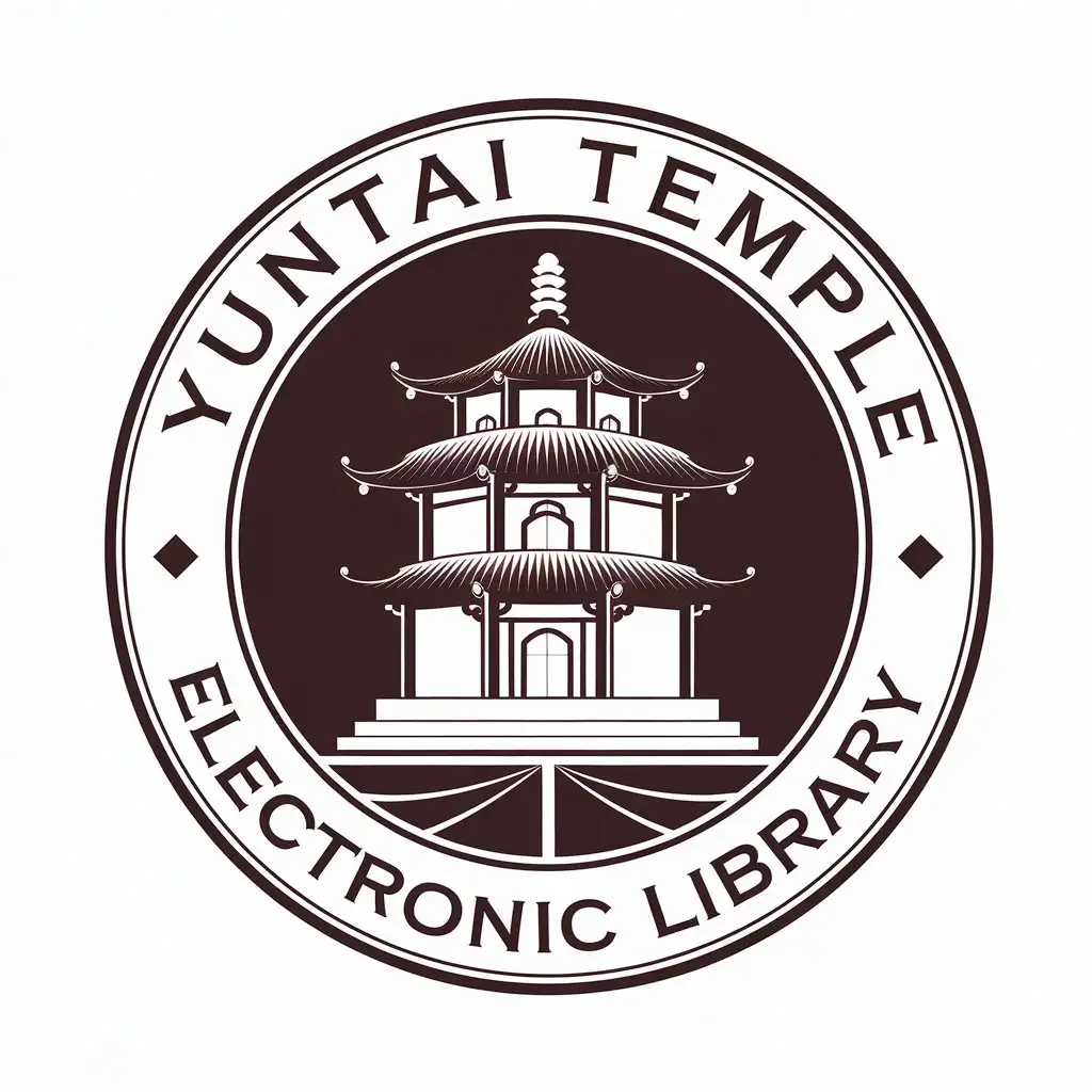 a vector logo design,with the text "Yuntai Temple electronic library", main symbol:temple,Moderate,be used in Nonprofit industry,clear background