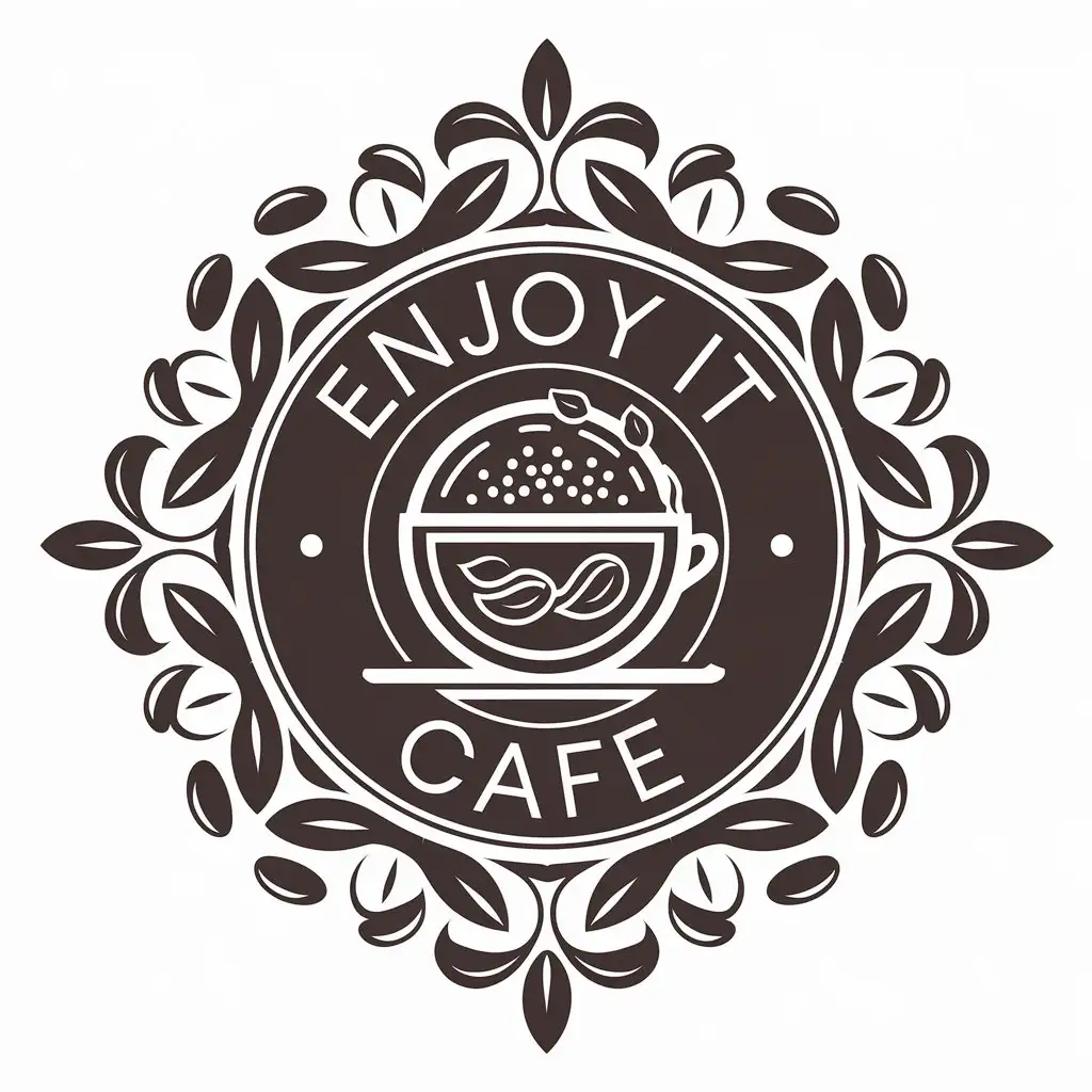 LOGO Design for Enjoy It Cafe Vector Design with Coffee and Food Symbol for Restaurant Industry