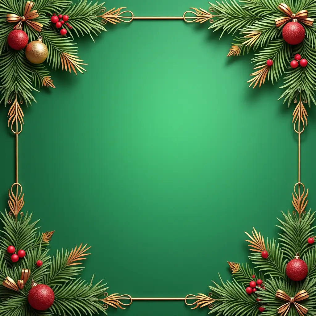 Festive Green and Gold Christmas Scrapbook Paper Design