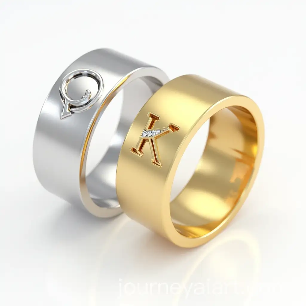 Engagement-Rings-with-Q-and-K-Engravings-in-Silver-and-Gold