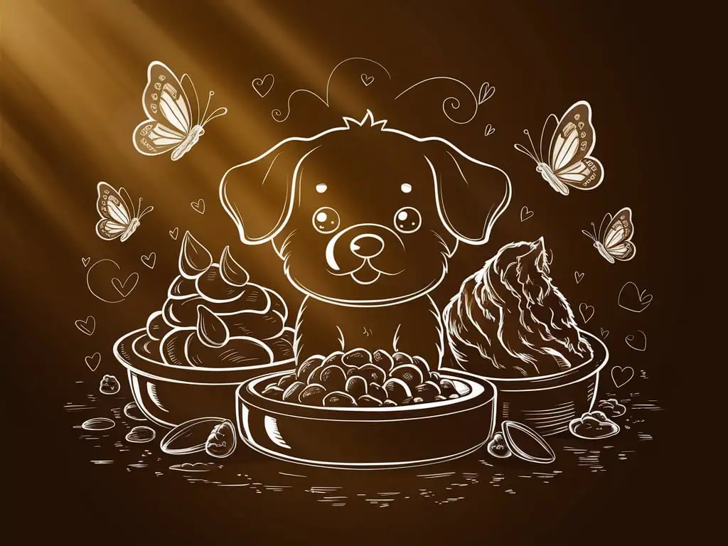 Sweet-Dog-Food-Attracts-Butterflies-in-Cartoon-Style