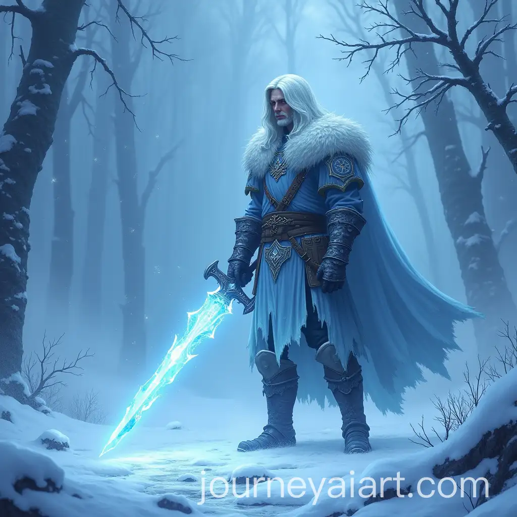 Noble-Warrior-with-Glowing-Ice-Sword-in-Snowy-Fantasy-Landscape