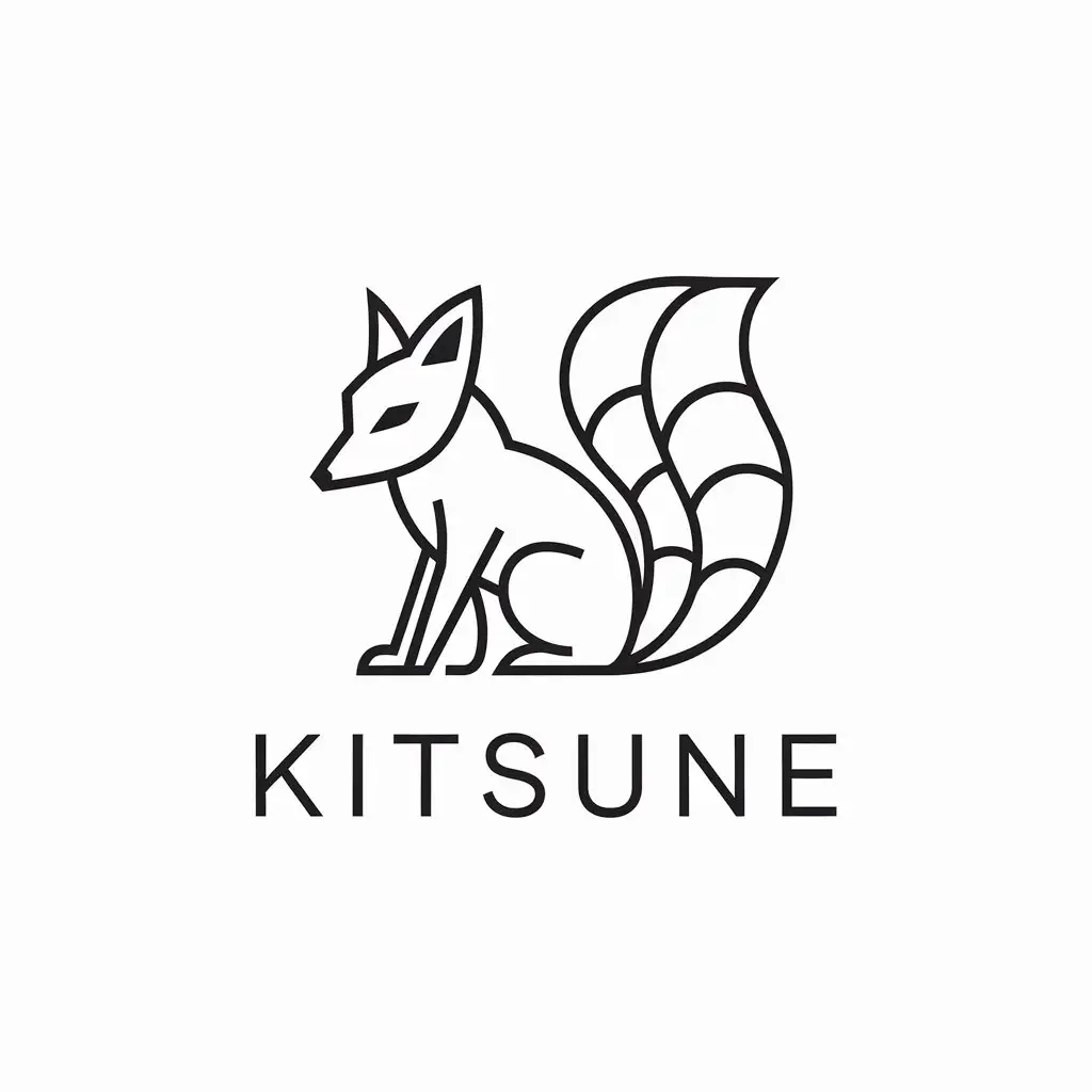 LOGO Design for Kitsune Minimalistic Style with Kitsune Symbol and Clear Background