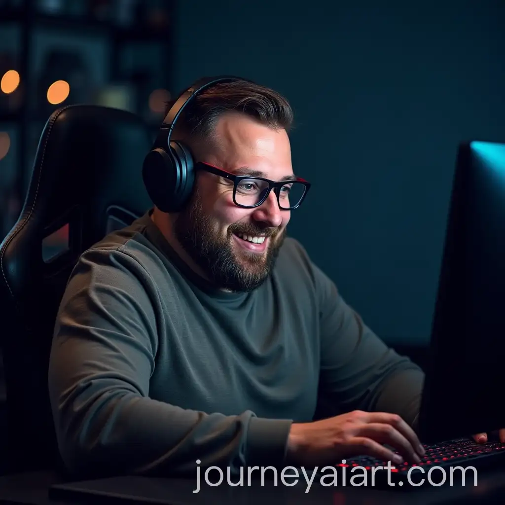 Chubby-Bearded-PC-Gamer-with-Headset-and-Glasses-Facing-Front