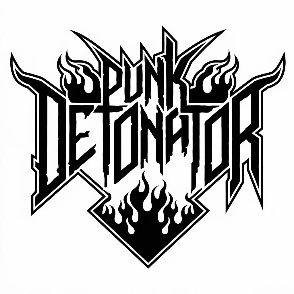 LOGO Design for Punk Detonator Demonic Inscription on Black Background