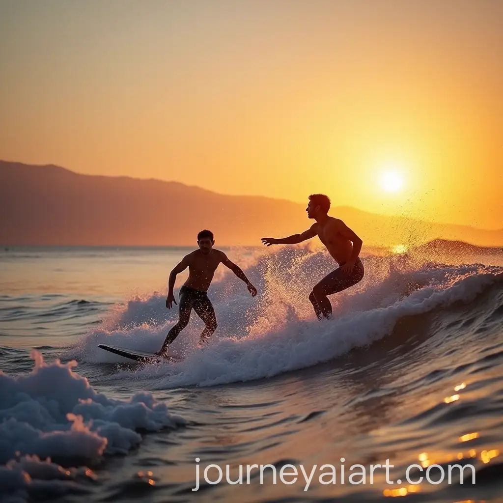 North-American-Tourists-Surfing-at-Sunset-on-Peruvian-Coast
