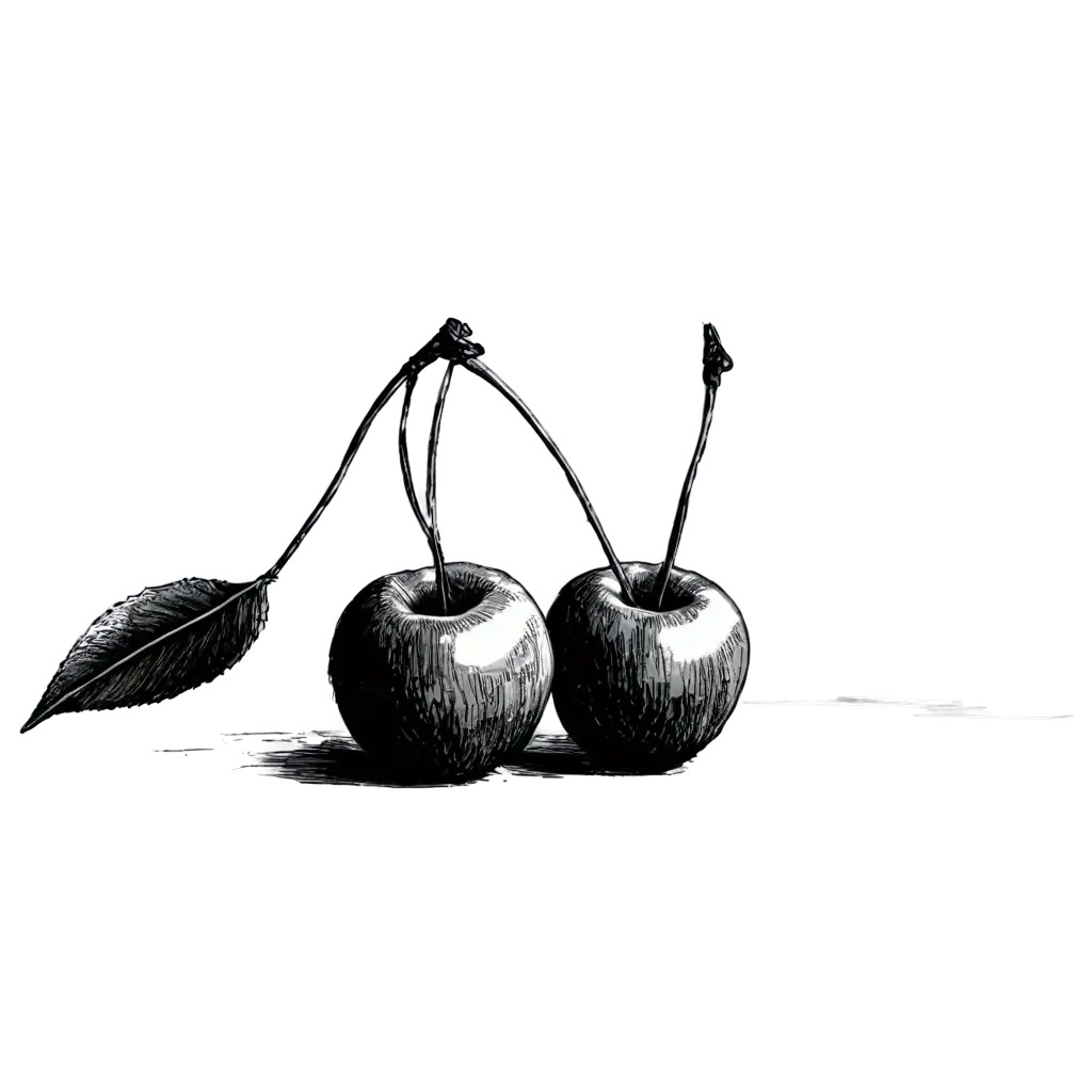 HyperPNG-Image-Optimizationrealistic-Black-and-White-Sketch-of-Two-Cherries-PNG-Perfect-for-Creative-Projects-and-Design-Work