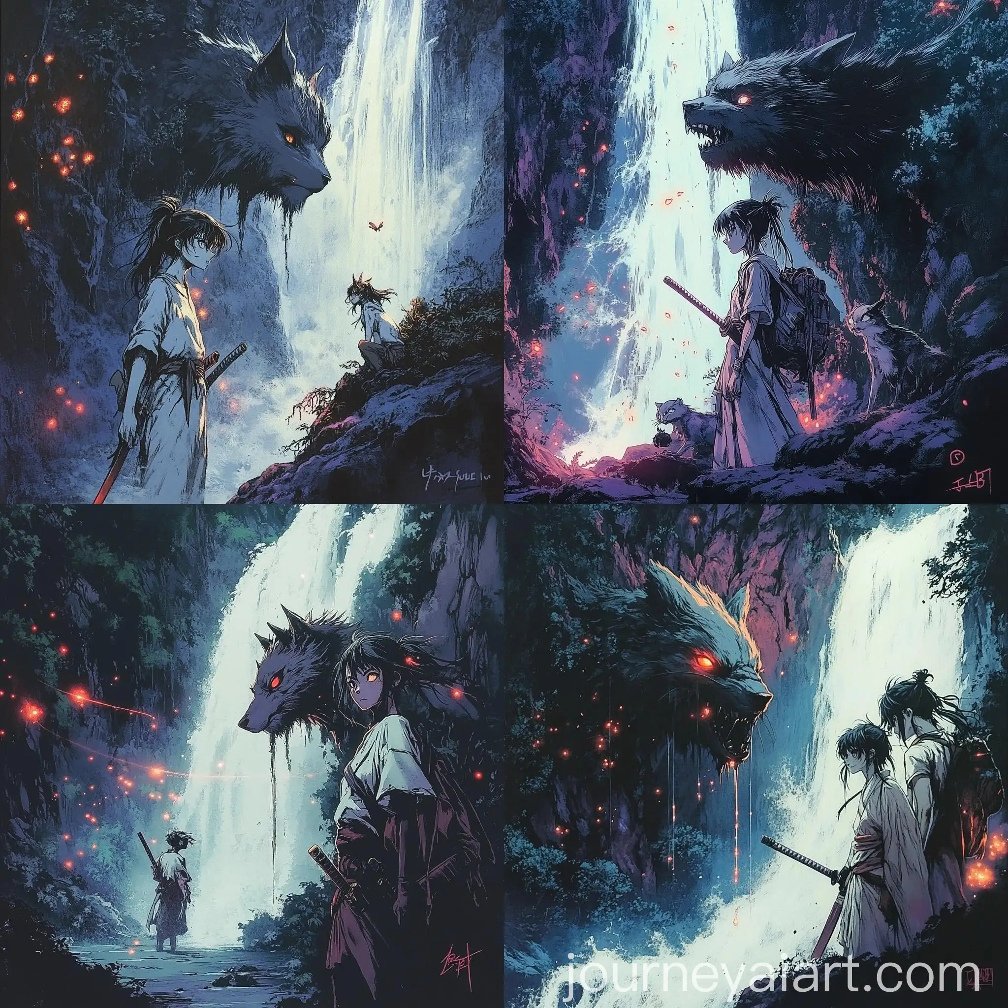 Whimsical-Anime-Samurai-Warriors-and-Forest-Spirit