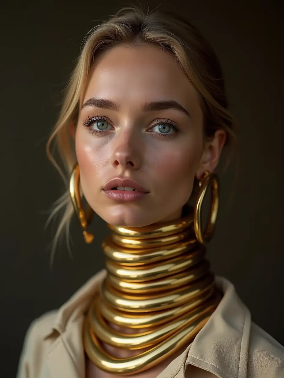 Sad-Woman-with-Long-Neck-Wearing-Golden-Neck-Rings-and-Big-Loop-Earrings