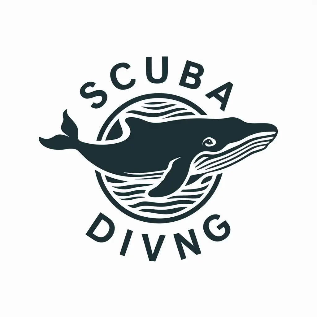 a vector logo design,with the text "Scuba diving", main symbol:whale,Moderate,be used in Nonprofit industry,clear background