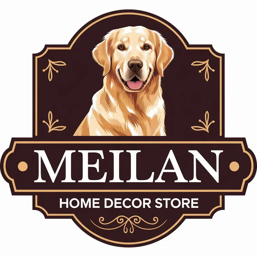 LOGO-Design-for-MeiLan-Golden-Retriever-Mascot-with-Elegant-Home-Decor-Theme